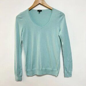 Talbots Cashmere Cotton Aquamarine Seafoam V-Neck Sweater Lightweight V-neck XS